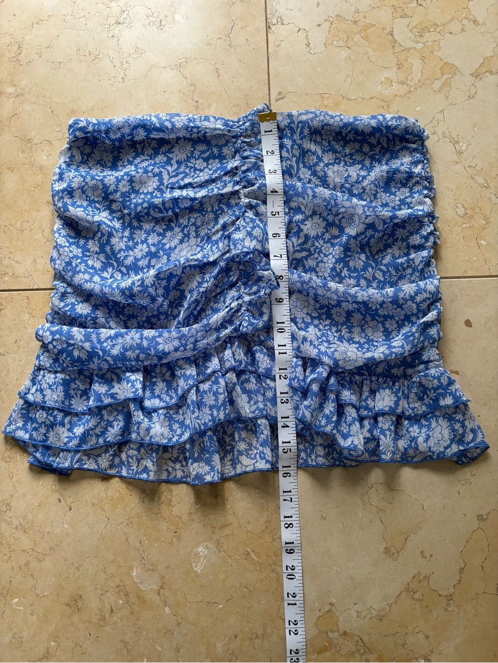 Zara Blue Floral Tiered Ruffle Mini Skirt - Picture 11 of 11